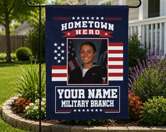 Bandera personalizada para casa, estandarte, héroe local, militar, veterano, soldado, doble cara
