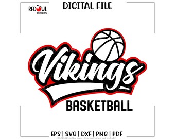 Baloncesto Vikingos SVG, Vikingo PNG, Mascota del equipo, Espíritu escolar, Entrenador, SVG, DXF, EPS, PNG, PDF, Sublimación, Archivo de corte, HTV, Vector, Digital
