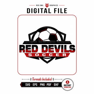 Soccer svg, Red Devil Soccer svg,Red, Devil, Devils, Soccer, svg, dxf, eps, png, pdf, sublimation, cut file, htv, vector, digital