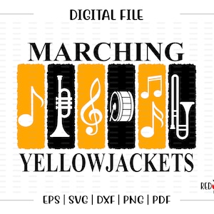 Marching Band svg, Yellowjackets Band, Band, Marching, yellowjackets, svg, dxf, eps, png, pdf, sublimation, cut file, htv, vector