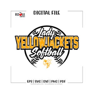 Yellowjackets Softball, Yellow Jackets, Team Mascot, School, Coach, svg, dxf, eps, png, pdf, sublimation, cut file, htv, vector,digital