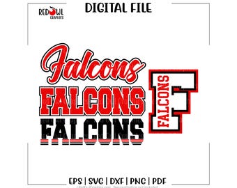 Falcon svg, Falcons svg, Falcon, Falcons, Script, Block, Mascot, School, svg, dxf, eps, png, pdf, sublimation, cut file, htv, vector