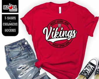 Vikings Shirt, Viking T-shirt, Vikings, Basketball, T-Shirt, Sweatshirt, Hoodie, Hooded, Crewneck, Shirt, Football, Basketball,Teacher,Cheer