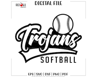 Trojan Softball svg, Trojans, Team Mascot, School, Coach, Dad, Mom, svg, dxf, eps, png, pdf, sublimation, cut file, htv, vector, digital