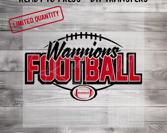 Ready To Press, 10 Inch, Black Red, Warriors Football, Warriors DTF, Custom DTF Transfer, Heat Transfer, Warrior Transfer, Direct To Film