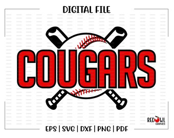 Cougars Marquee Baseball C PNG Digital Download Sublimation Design