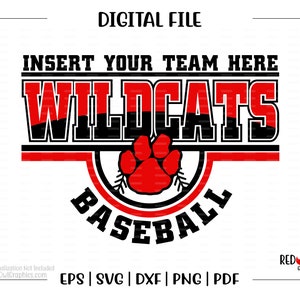 Baseball svg, Wildcat Baseball svg, Wildcat, Wildcats, Baseball, svg, dxf, eps, png, pdf, sublimation, cut file, htv, clipart, digital
