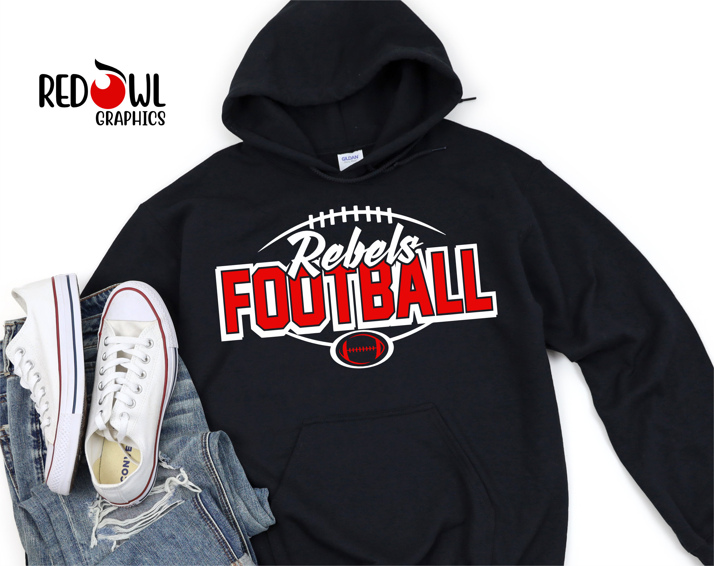 Rebels Shirt, Rebel Football Hoodie, Customized, Rebels, Hooded, Football, Hoodie, Sweatshirt, School Spirit, Football Mom, Dad, Sister
