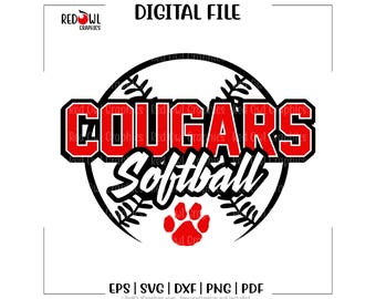 Softball svg, Cougar Softball svg, Cougar, Cougars, Softball, svg, dxf, eps, png, pdf, sublimation, cut file, htv, vector, digital