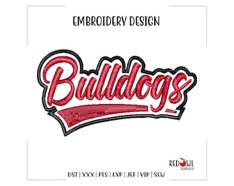 Bulldog, Bulldogs, Embroidery Design, Mascot, School, Bulldog Embroidery, Embroidery, Machine, Design, dst, xxx, pes, exp, jef, vip, sew