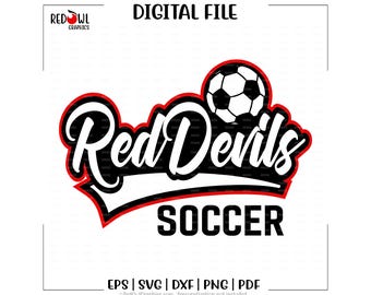 Soccer svg, Red Devil Soccer svg,Red, Devil, Devils, Soccer, svg, dxf, eps, png, pdf, sublimation, cut file, htv, vector, digital
