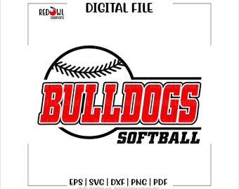 Softball svg, Bulldog Softball svg, Bulldog, Bulldogs, Softball, Bulldog Softball, svg, dxf, eps, png, pdf, sublimation, cut file, htv