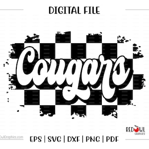 Cougar svg, Cougars svg, Cougar, Cougars,Mascot, Checker, svg, dxf, eps, png, pdf, sublimation, cut file, htv, digital, clipart, design