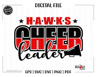 Cheerleader svg, Hawk Cheerleader, Hawk, Hawks, Cheer, Cheerleader, Cheerleading, svg, dxf, eps, png, pdf, sublimation, cut file