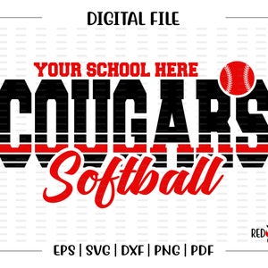Softball svg, Cougar Softball svg, Cougar, Cougars, Softball, svg, dxf, eps, png, pdf, sublimation, cut file, htv, vector, digital