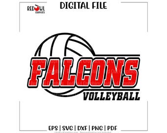 Falcons Volleyball svg, Falcon, Team Mascot, Coach, School, Mom, Dad, svg, dxf, eps, png, pdf, sublimation, cut file, htv, vector, digital