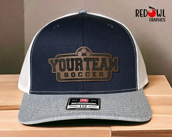 Soccer Hat, Soccer Cap, Personalized Hat, Custom Hat, Cap, Soccer, Leather Patch, Team, School, Coach, Dad, Mom,