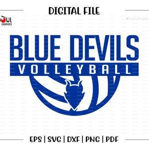 Blue Devils Volleyball svg, Blue Devil svg, Volleyball, Devil, Blue Devil, Blue Devils, svg, dxf, eps, png, pdf, sublimation, cut file, htv