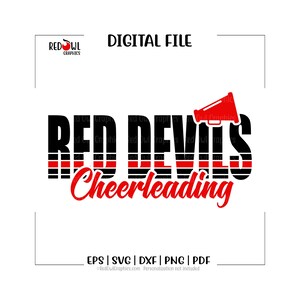 Red Devils Cheerleading svg, Cheer png, Cheerleader, Team Mascot, School Spirit,  svg, dxf, eps, png, pdf, sublimation, cut file