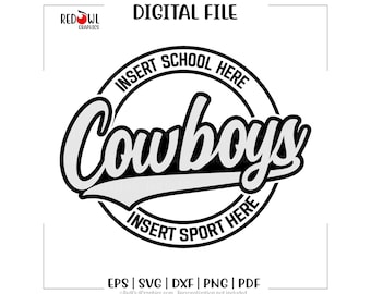 Cowboys svg, Cowboy, Cowboys, Skola, Maskot, htv, svg, dxf, eps, png, pdf, sublimering, klippfil, htv, clipart, design, utklippare