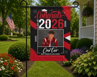 Personalized Graduation Banner, Sign, Flag, Congratulations, Class of 2026, Graduation Party Decoration, Photo, Graduate Gift