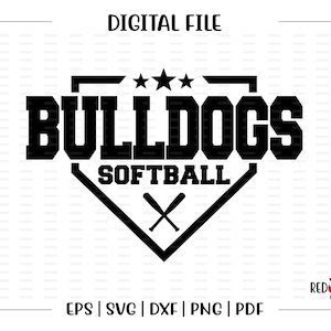 Softball svg, Bulldogge Softball svg, Bulldogge, Bulldogge, Softball, svg, dxf, eps, png, pdf, Sublimation, Cut file, htv