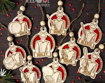 Personalized Marching Band Ornament, French Horn,Flute,Trombone,Clarinet,Drum,Saxophone, Trumpet, Engraved, Keepsake, Gift, Award, Token