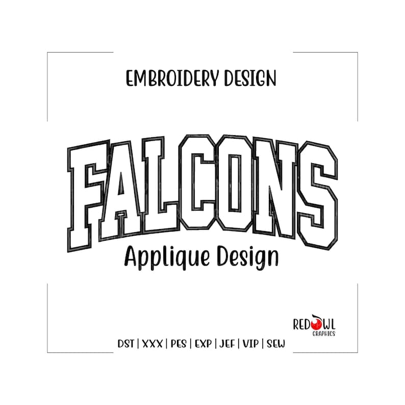 Falcon, Falcons, Embroidery Design, Applique, School, Falcon Embroidery ...
