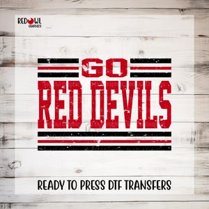 Red Devils DTF Transfer, Ready to Press, Personalized, Team Mascot, School Spirit, Sport, Coach, Mom, Teacher, Heat Transfer