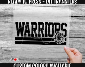 Ready To Press, 11 Inch, Black, Warrior, Warriors DTF, Custom DTF Transfer, Heat Transfer,DTF, Warriors Transfer, Direct To Film