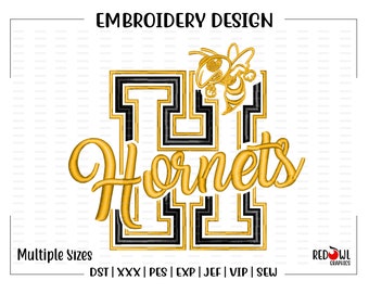 Hornet, Hornets, Embroidery Design, Mascot, School, Hornet Embroidery, Embroidery, Machine, Design, dst, xxx, pes, exp, jef, vip, sew
