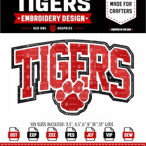 Tiger, Tigers, Paw, Embroidery Design, Mascot, School, Tiger Embroidery, Embroidery, Machine, Design, dst, xxx, pes, exp, jef, vip, sew