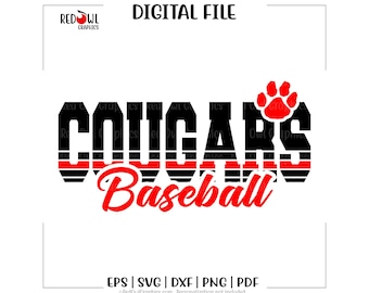 Baseball svg, Cougar Baseball svg, Cougar, Cougars, Baseball, svg, dxf, eps, png, pdf, sublimazione, file tagliato, htv, vettore, digitale