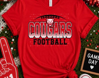 Personalized Cougars Football Shirt, Cougars T-Shirt, Sweatshirt, Hoodie,  Mom, Dad, Coach, Teacher, Team Spirit, School Mascot