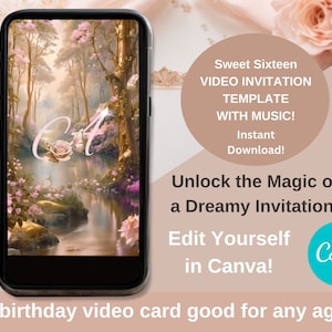 Sweet Sixteen Birthday Video Einladung Sechzehn Geburtstagseinladung Schmetterling Papierlose Verzauberte Sechzehn Einladung Bearbeitbare Vorlage