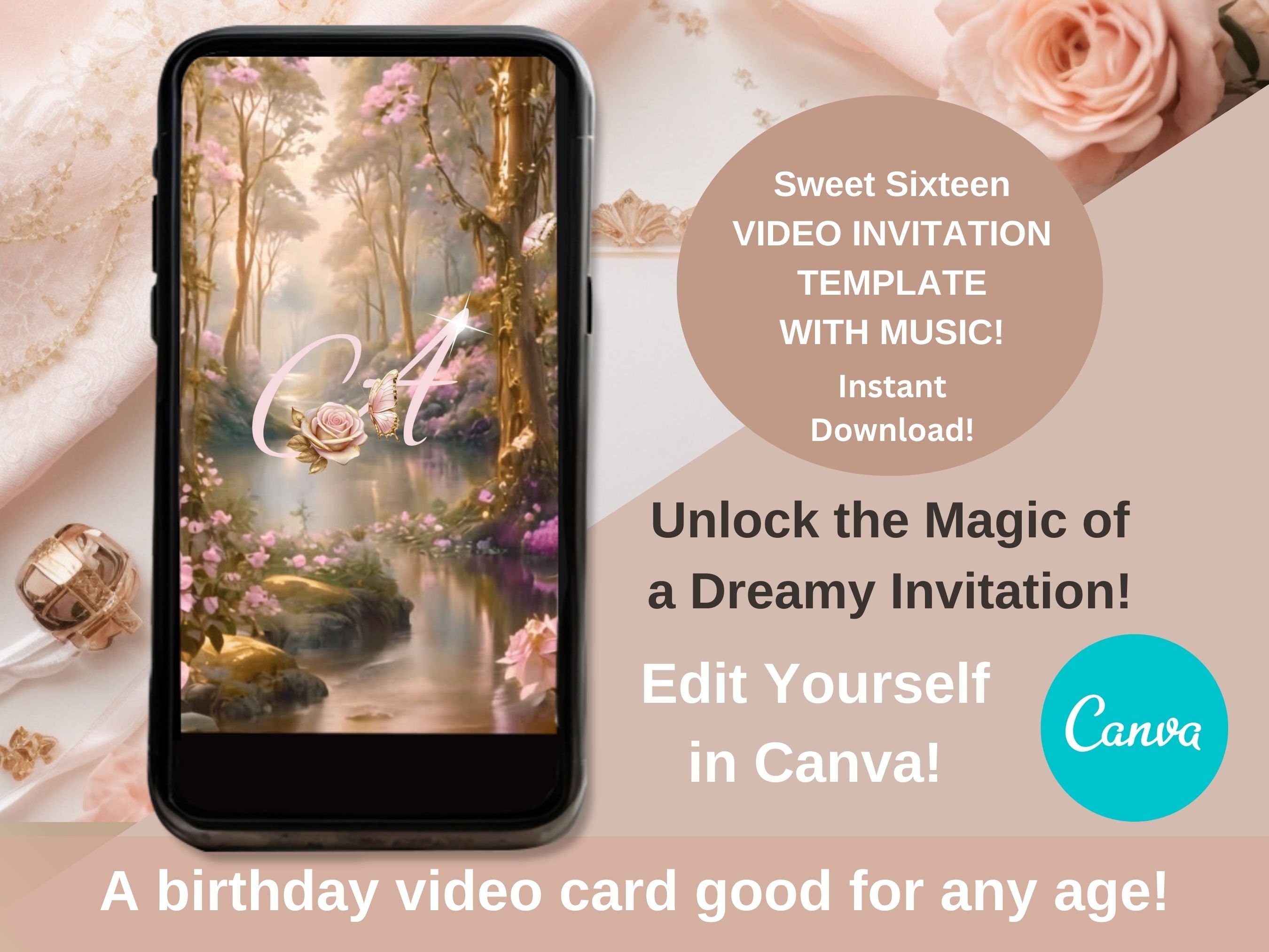 Sweet Sixteen Birthday Video Invitation Sixteen Birthday Invitation Butterfly Paperless Enchanted Sixteen Invitation Editable Template
