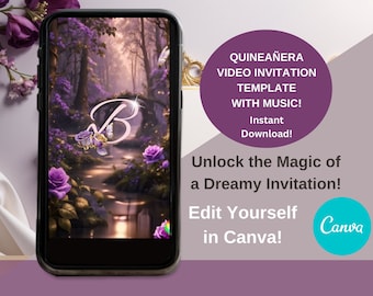 15th Birthday Video Invitation Quince Invite Quinceañera Butterfly Paperless Quinceanera Invitation Sweet 15 Invitation Editable Template