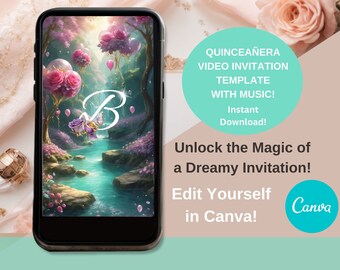 15th Birthday Video Invitation Quince Invite Quinceañera Butterfly Paperless Quinceanera Invitation Sweet 15 Invitation Editable Template