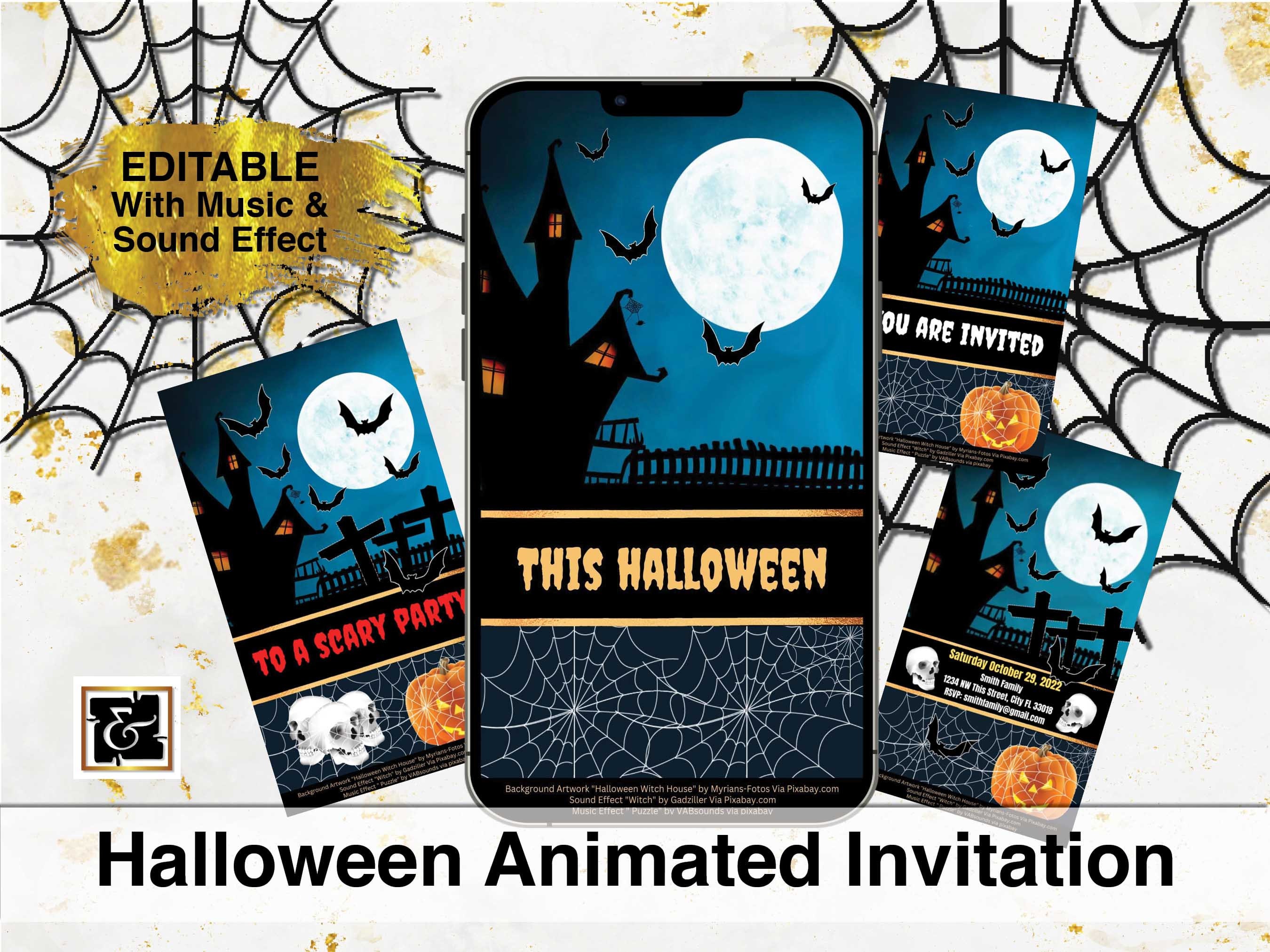Halloween Animated Invitation Movie Invitation With Music and - Etsy