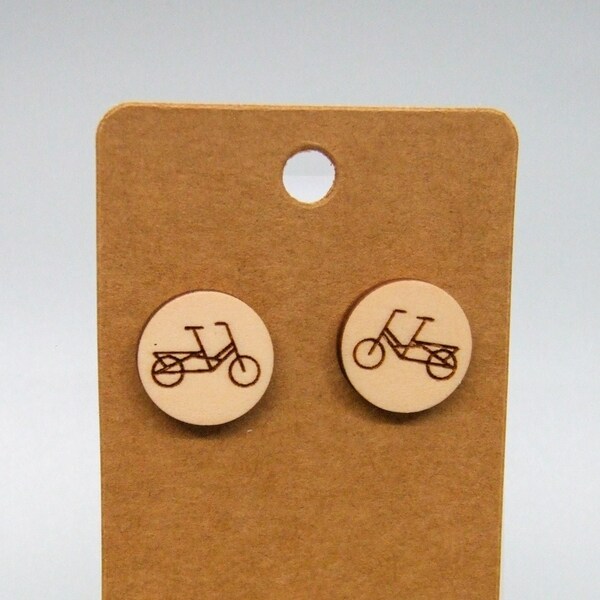 Midtail bicycle stud earrings, gift for bike riders, cyclist gift, family bike, family bike gift, gift for cyclist birthday, cargo bike