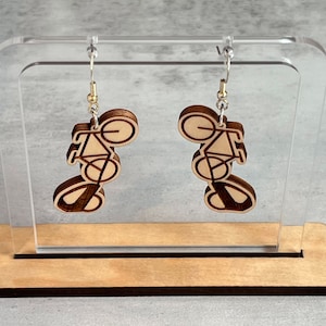 Bicycle trailer dangle earrings, gift for bike riders, cyclist gift, gift for family biker, gift for cyclist birthday, cargo bike accessory