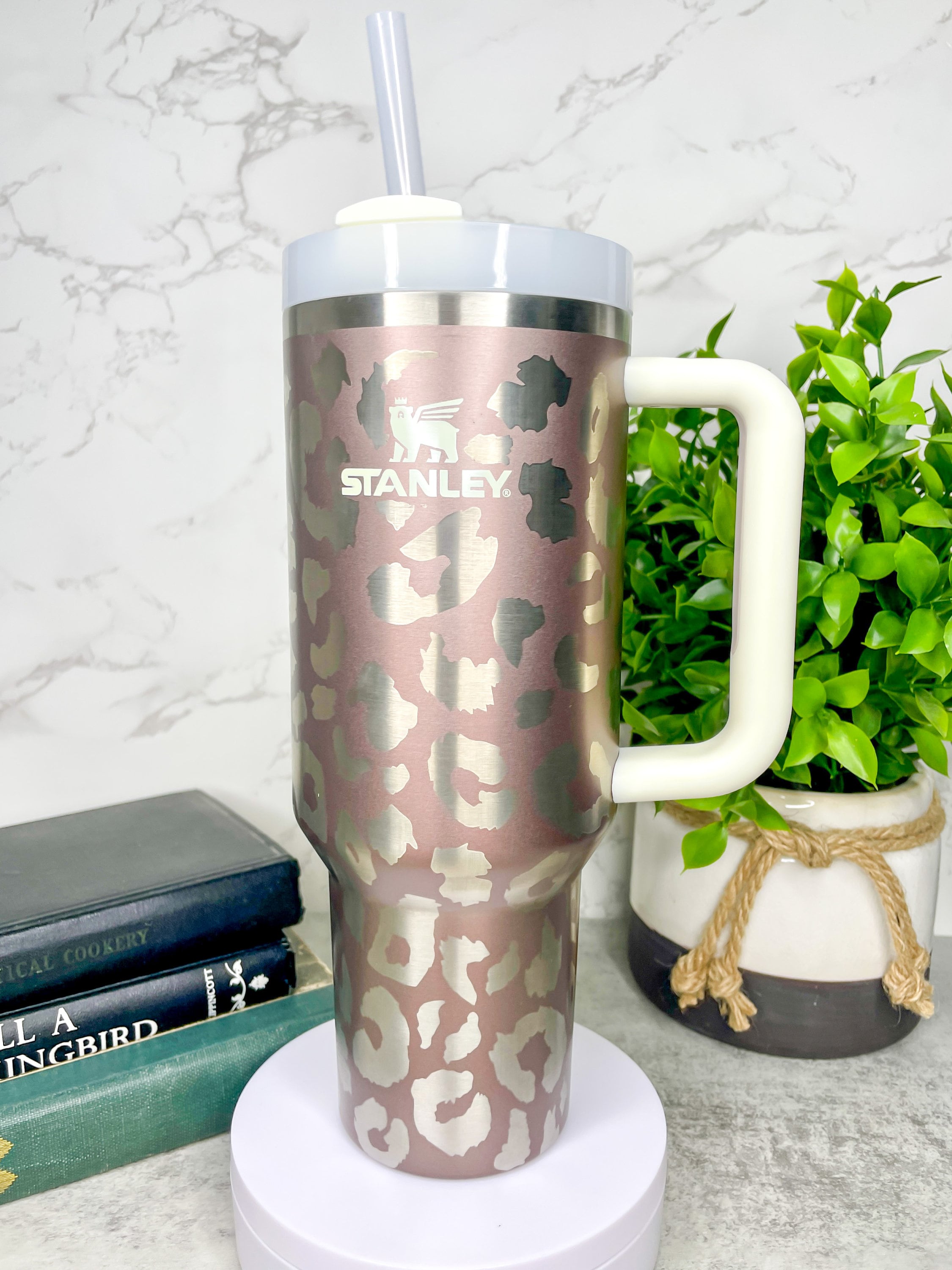 Rose Quartz Swirl 40oz Stanley Tumbler (made to order)