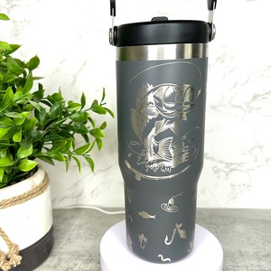 Envoltura de vaso de pesca de 30 oz, archivo SVG, descarga digital, láser, diseño sin costuras, vaso de pescador