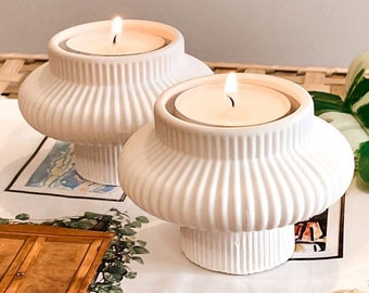 Keramik Kerzenhalter im nordischen Stil, minimalistisches Design, Schreibtisch Dekor, Wohnzimmer Dekor, Designs für Sie, handgefertigter Kerzenhalter, Teelicht