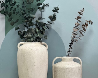 Rustikale Keramikvase: Rustikale Keramikvase mit Steinstruktur, Bauernhaus Dekor