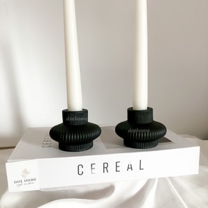 Nordic Black Ceramic Candle Holder Set: Minimalist Tapered Candlestick