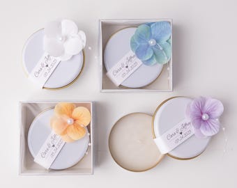 Personalisierte Hochzeitskerze Gastgeschenk: Floral Dose, Sojawachs, Custom Label