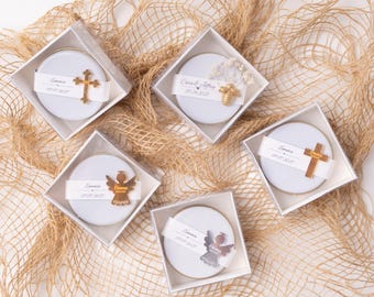 Personalized Angel Baptism Favor: Scented Tin Candle, First Communion Gift