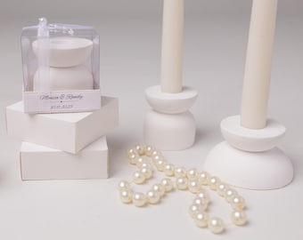 Weißer Keramik Block Kerzenhalter: Minimalistisches Hochzeitsgeschenk