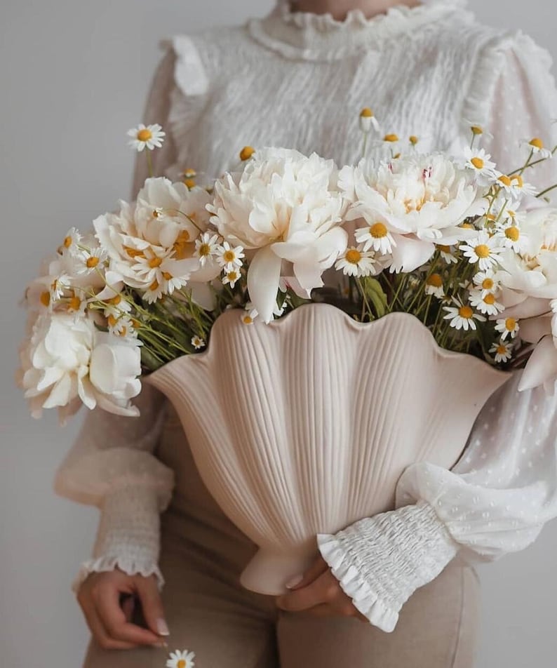 Seashell Vase Oyster vase Creative Shell Ceramic Vase Modern Arts Vases Flower Pot Home Decoration Wedding Party Table Center pieces